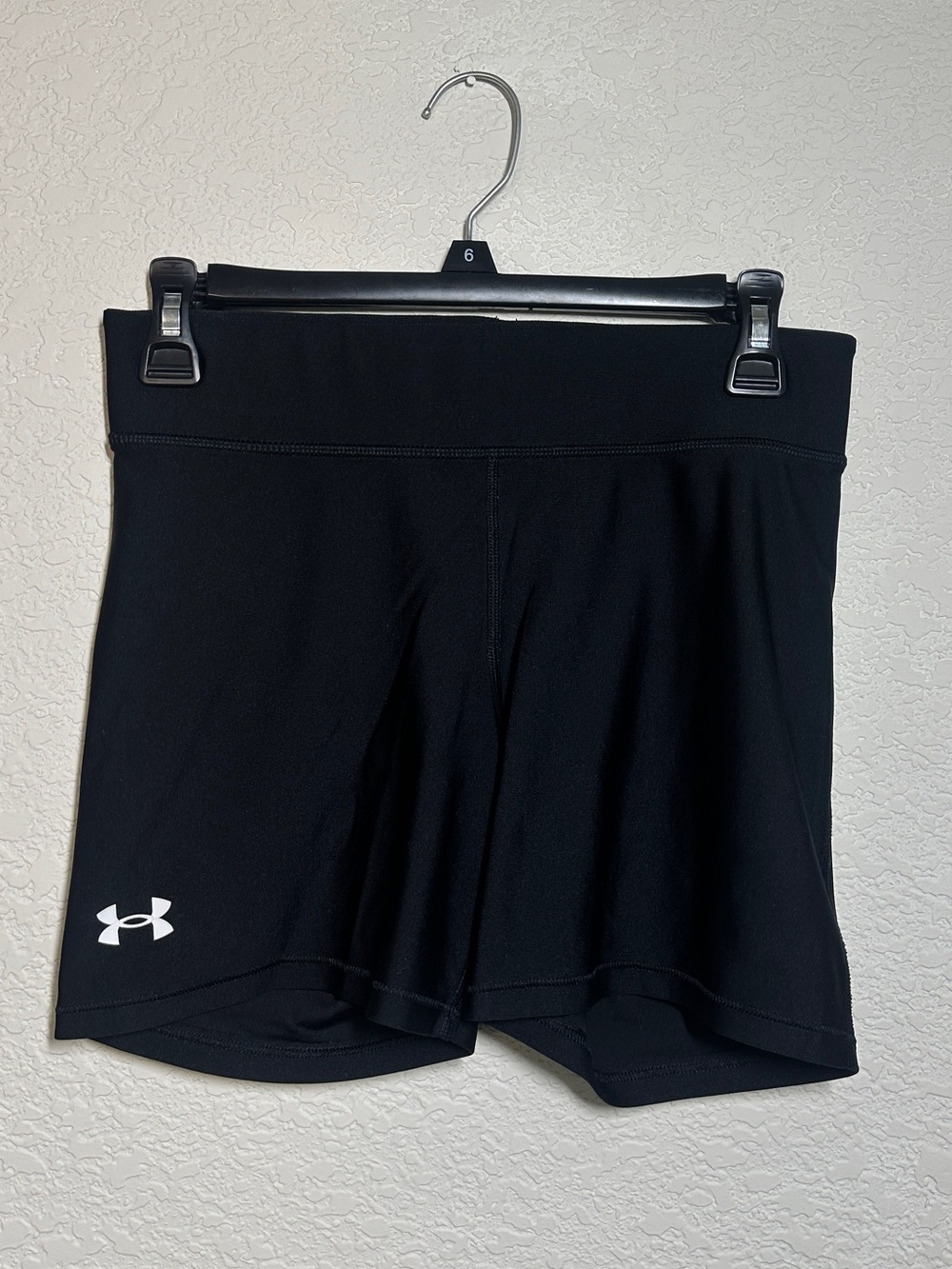 Under Armour Women’s Black Athletic Shorts with White Logo